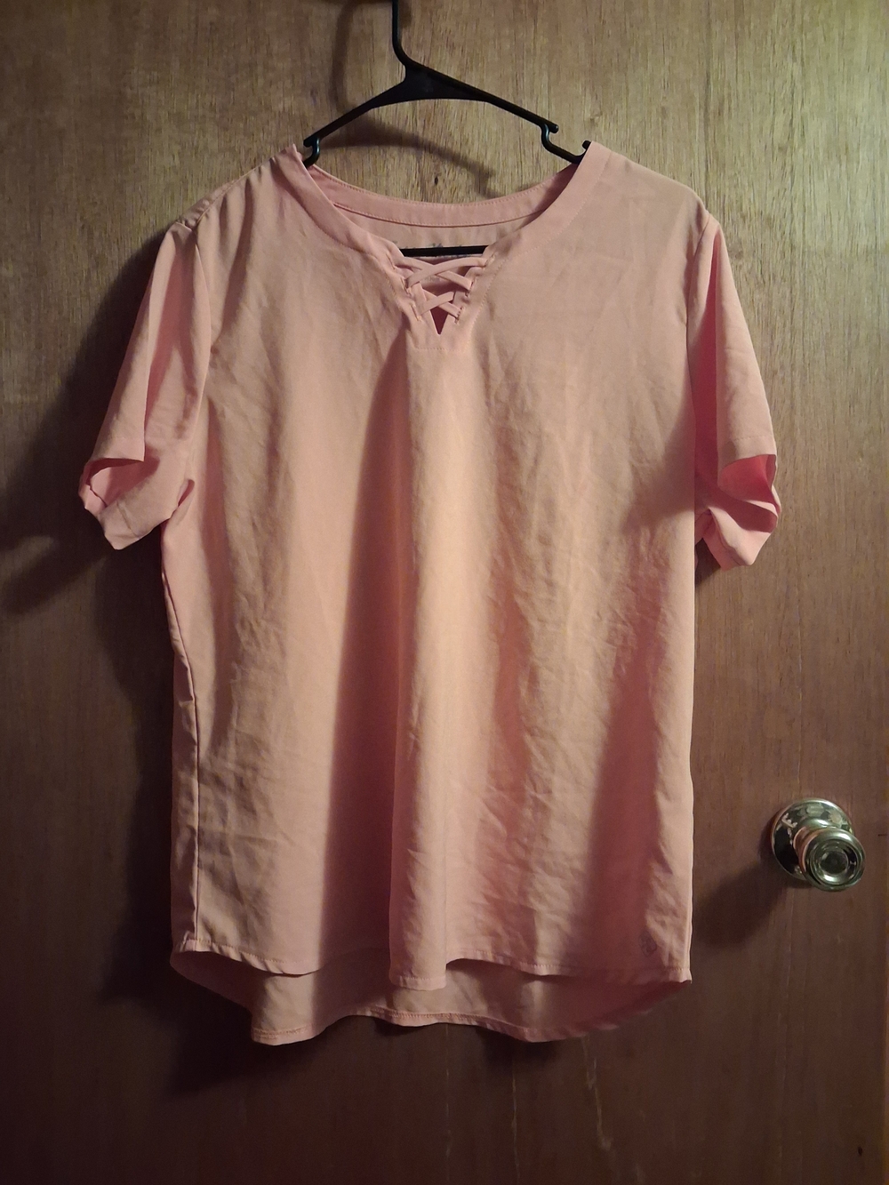 UA Scrubs Lace-Up V-Neck Short Sleeve  Tuck In SCRUB. Top - PEach